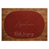 Aperturee - Aperturee Marroon Oval Rug Wood Rubber Floor Mat For Photo